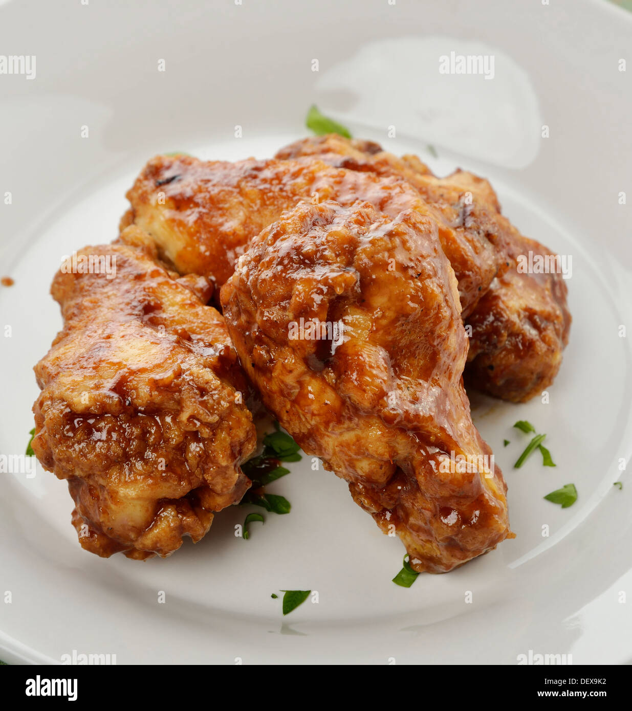 Chicken Wings With Barbecue Sauce,Close Up Stock Photo