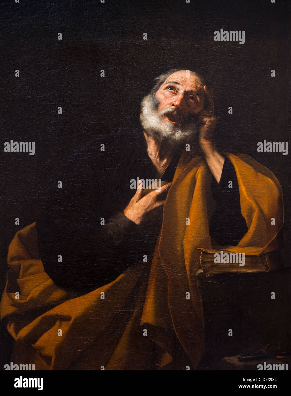 17th century  -  Repentance of St. Peter, 1640 - Jusepe de Ribera Philippe Sauvan-Magnet / Active Museum oil on canvas Stock Photo