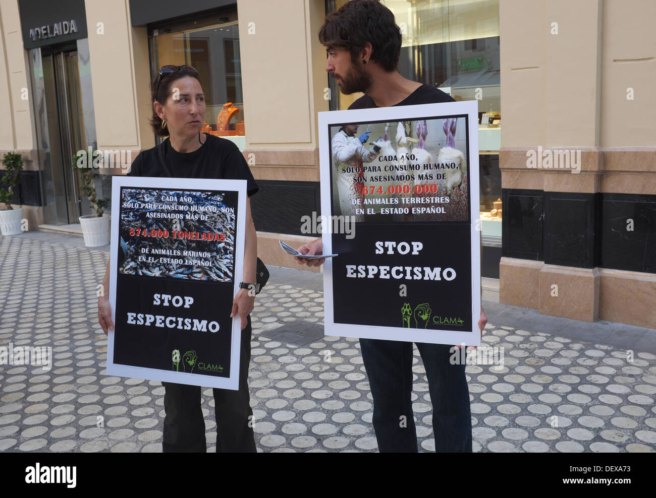 an anti-bullfighting protest in malaga, andalucia, spain Stock Photo