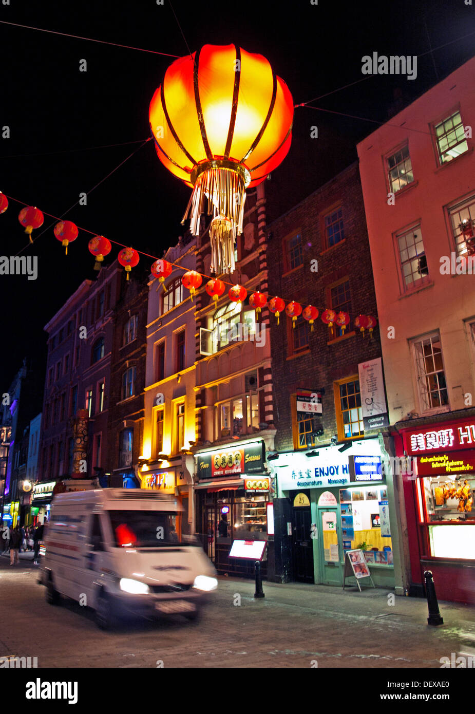 Chinatown at night, Soho, City of Westminster, London, England, United Kingdom Stock Photo