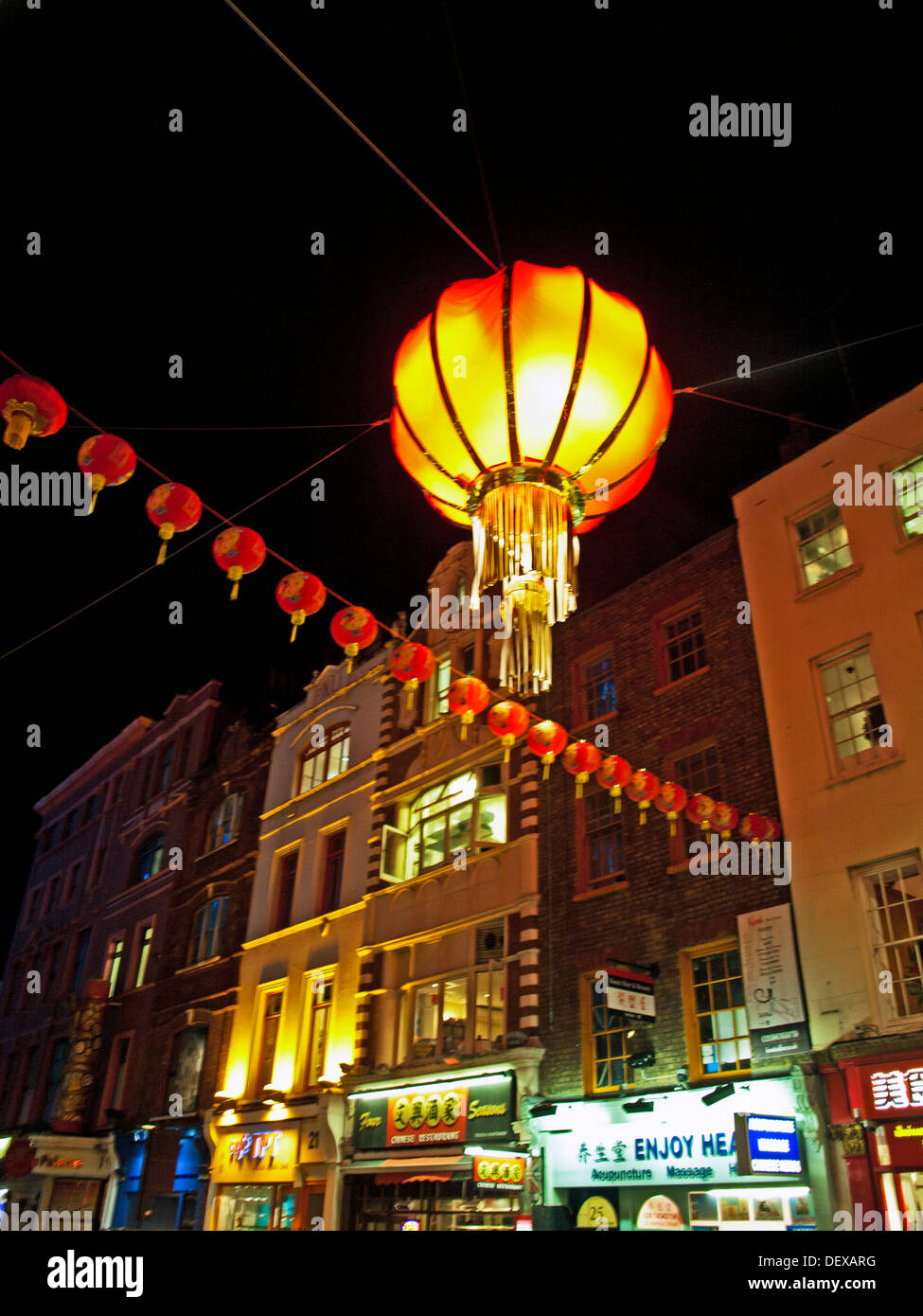 Chinatown at night, Soho, City of Westminster, London, England, United Kingdom Stock Photo