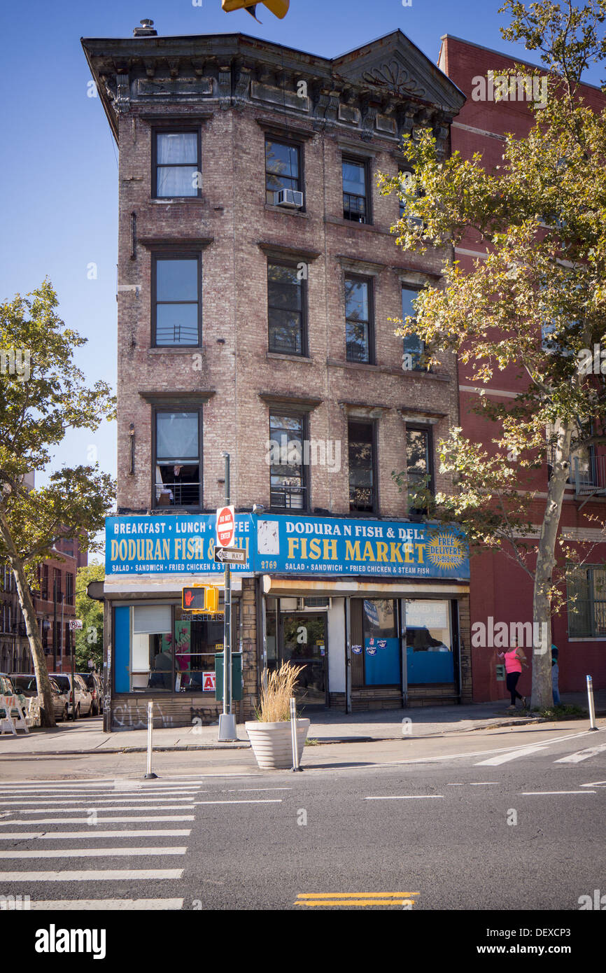 Fish market in the Melrose neighborhood of the Bronx in New York on