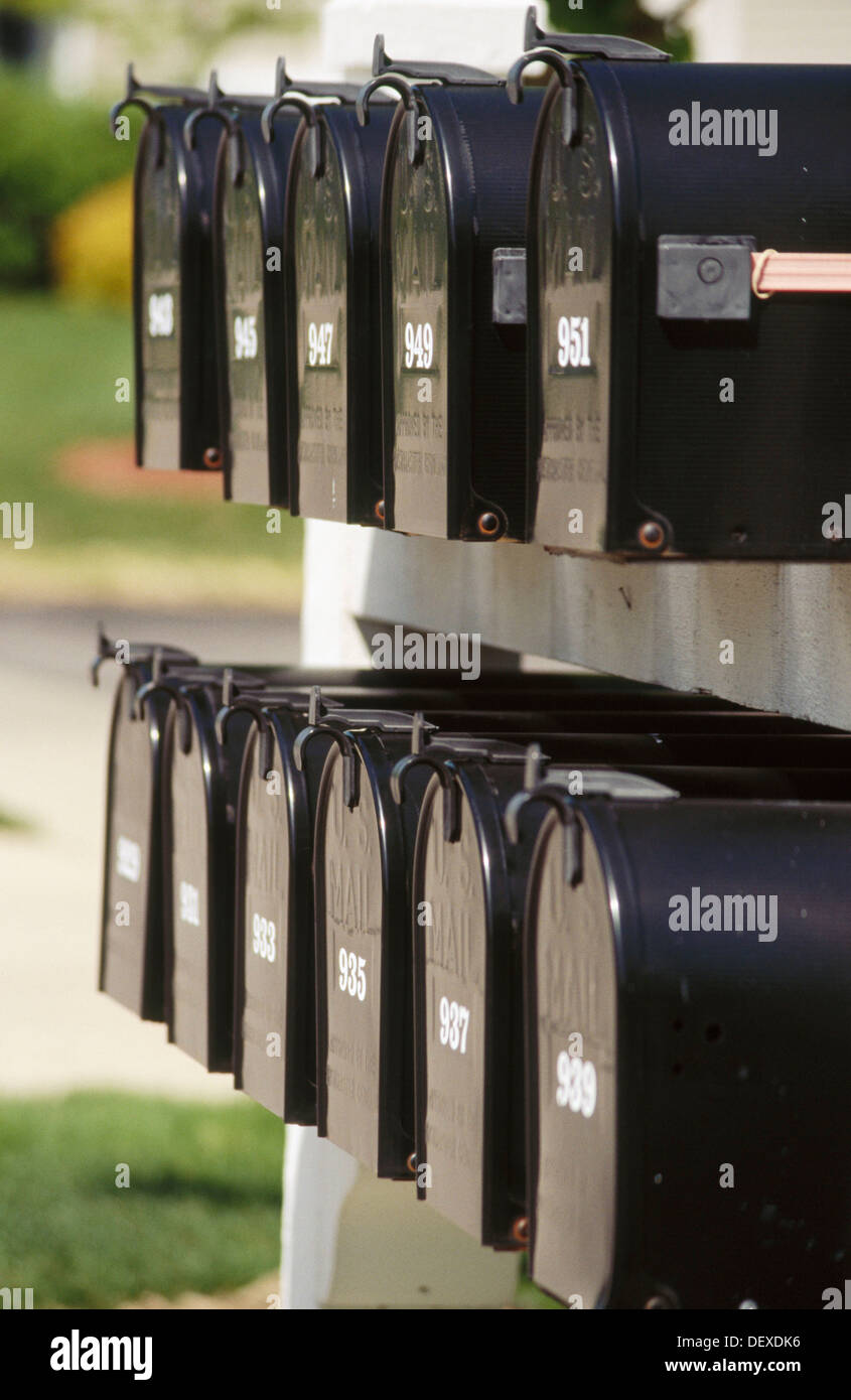 Black mailboxes. USA Stock Photo Alamy