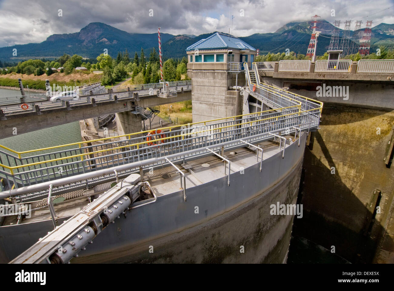 Navigation lock on Columbia River at Bonneville Dam, Washington USA