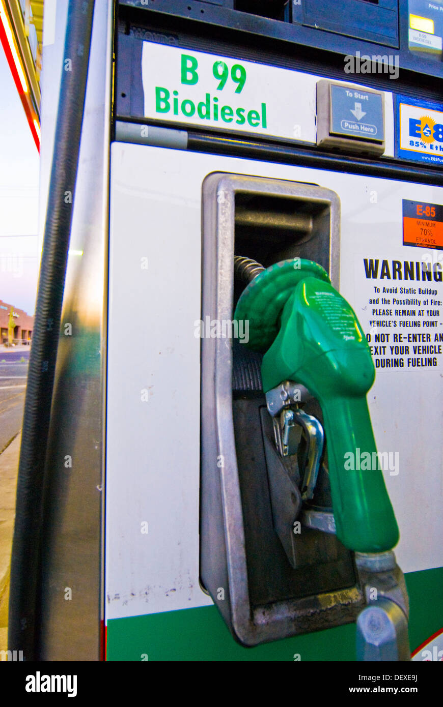 B99 biodiesel fuel pump at retail gasoline station, Tucson, Arizona