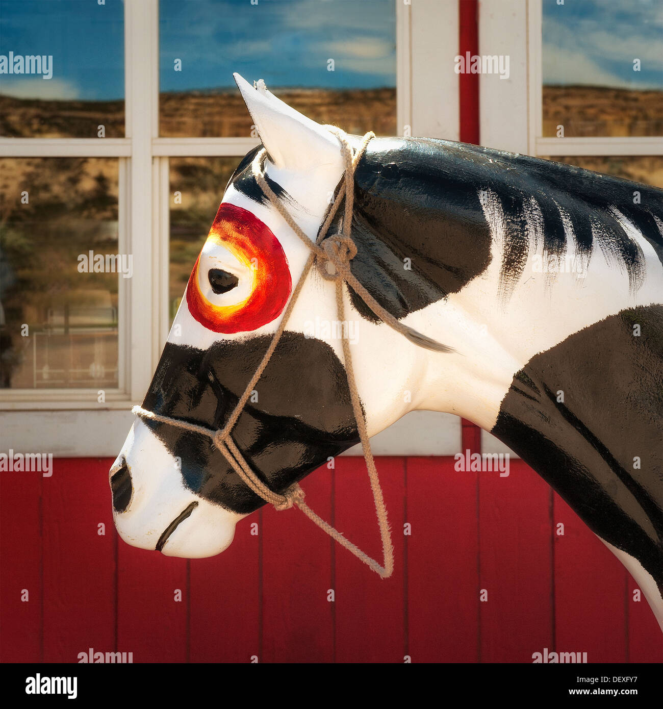 Painted pony profile at Yellow Horse Trading Post,Lupton Arizona Stock