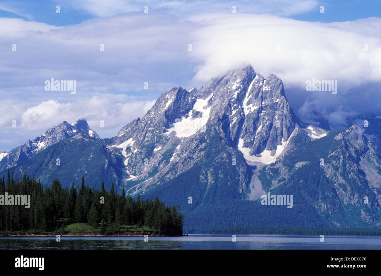 Elk2661100 Wyoming, Grand Teton National Park, Jackson Lake with Mt
