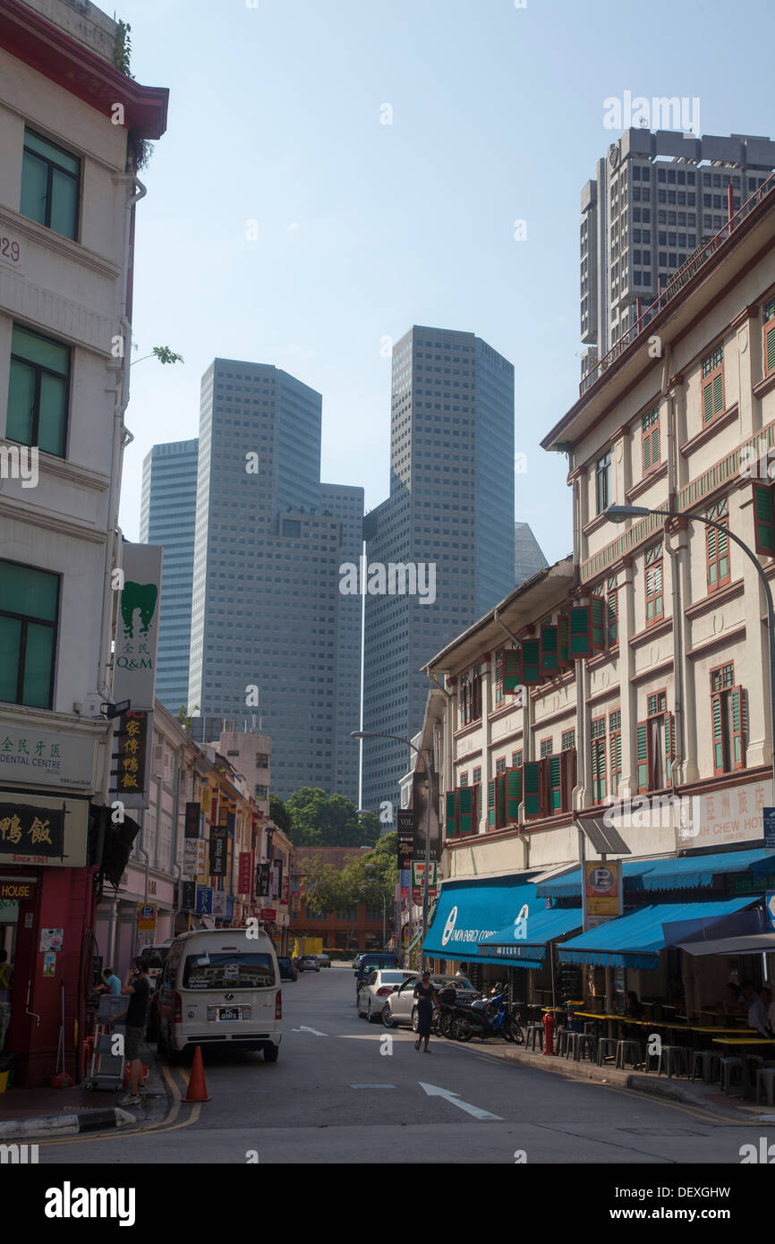 street scenes building neighborhood Singapore Asia streets hood small shops living area residential trade facilities commerce Stock Photo