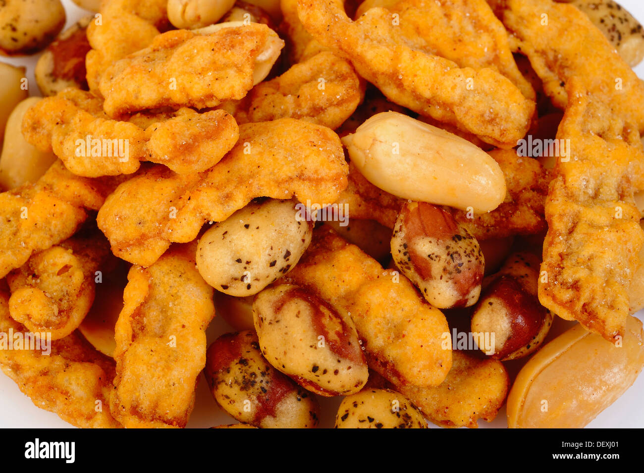 Peanuts, crispy and seasoned squid Stock Photo