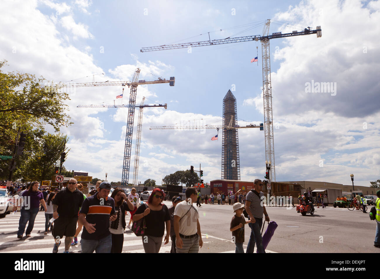Tower cranes over the African American History museum construction site - Washington, DC USA Stock Photo