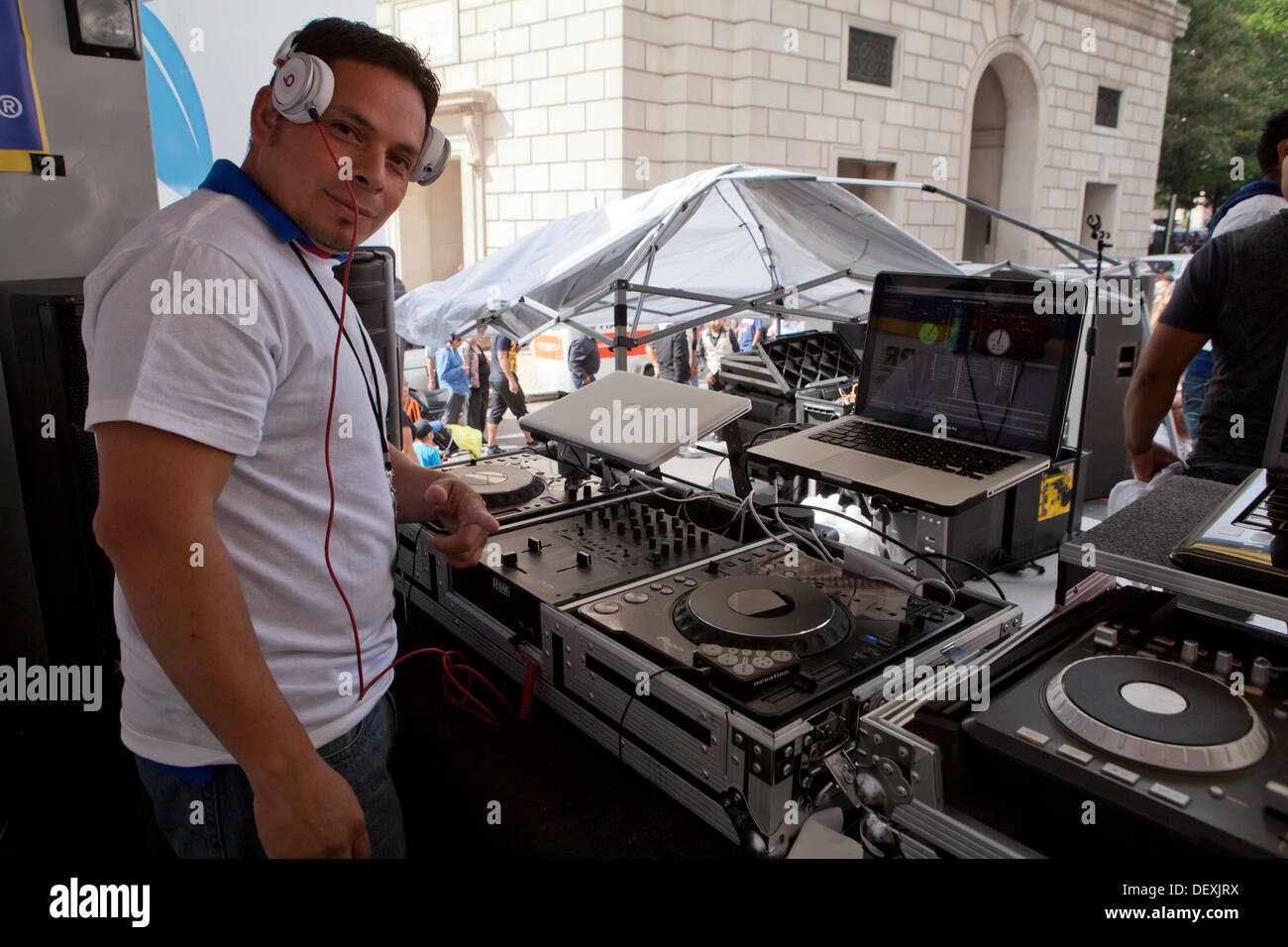 Music DJ at an outdoor concert - USA Stock Photo