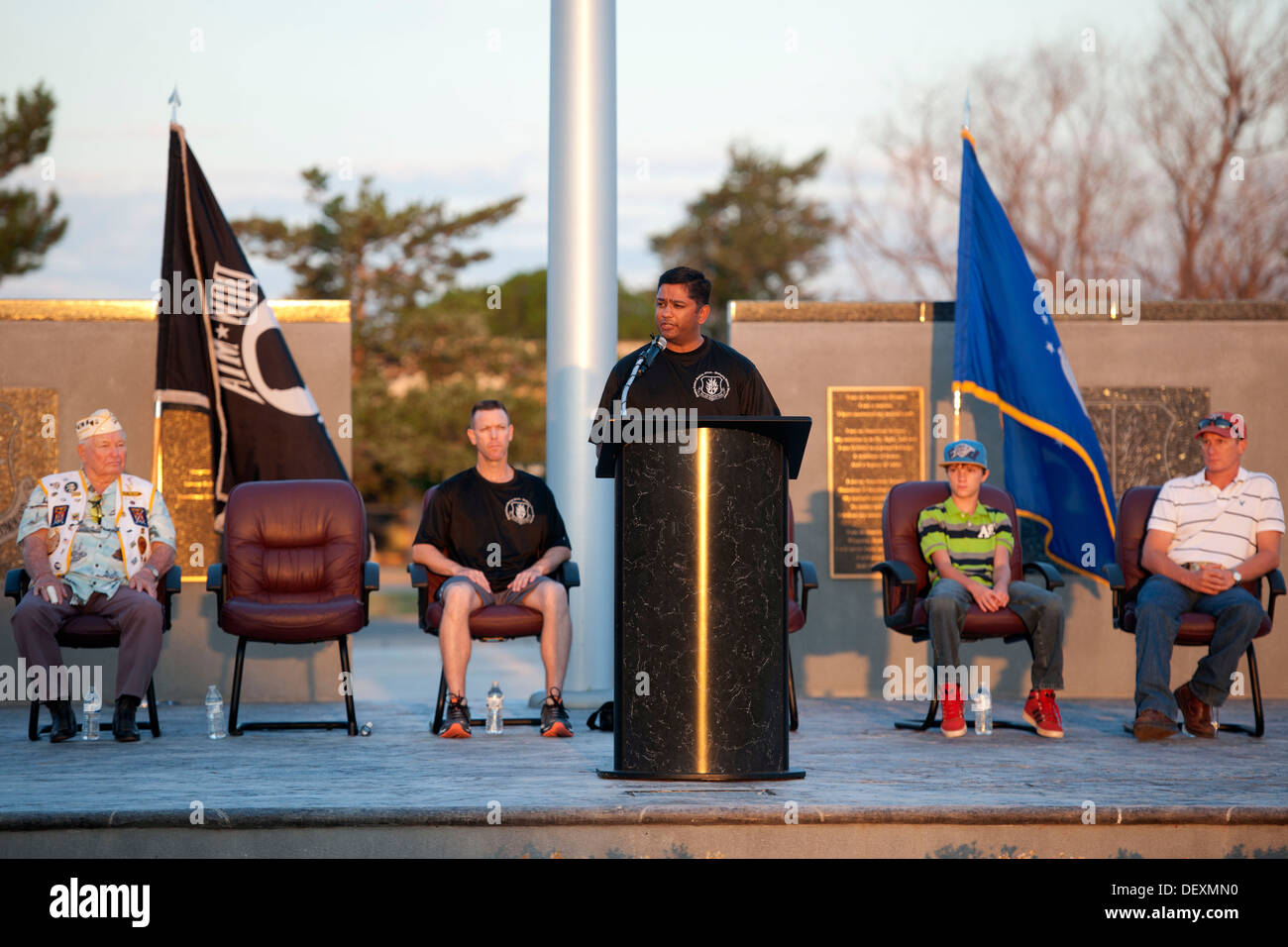 U.S. Air Force Col. Sushil Ramrahka, 97th Air Mobility Wing vice commander, speaks during the third annual Prisoners of War and Stock Photo