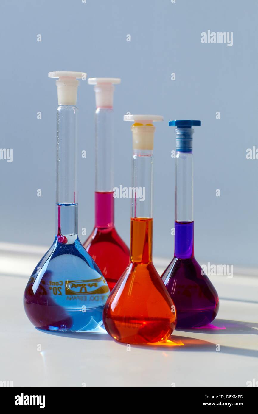 Solutions in flasks, Laboratory quality control, Pharmaceutical plant