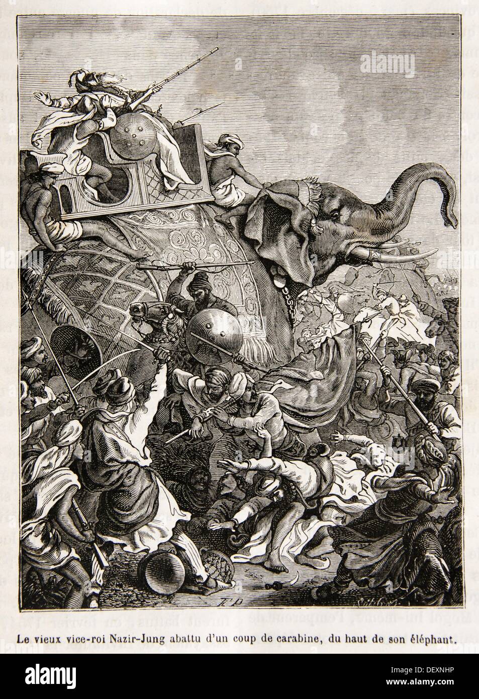 Viceroy Nasir Jung being shot dead by a carbine (´Le vieux viceroi