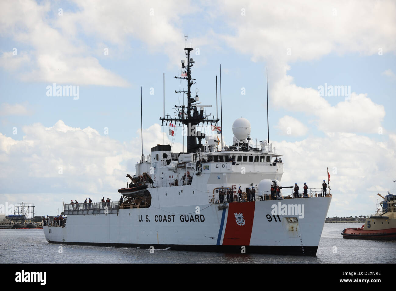The crew of the Coast Guard Cutter Forward returns from law enforcement