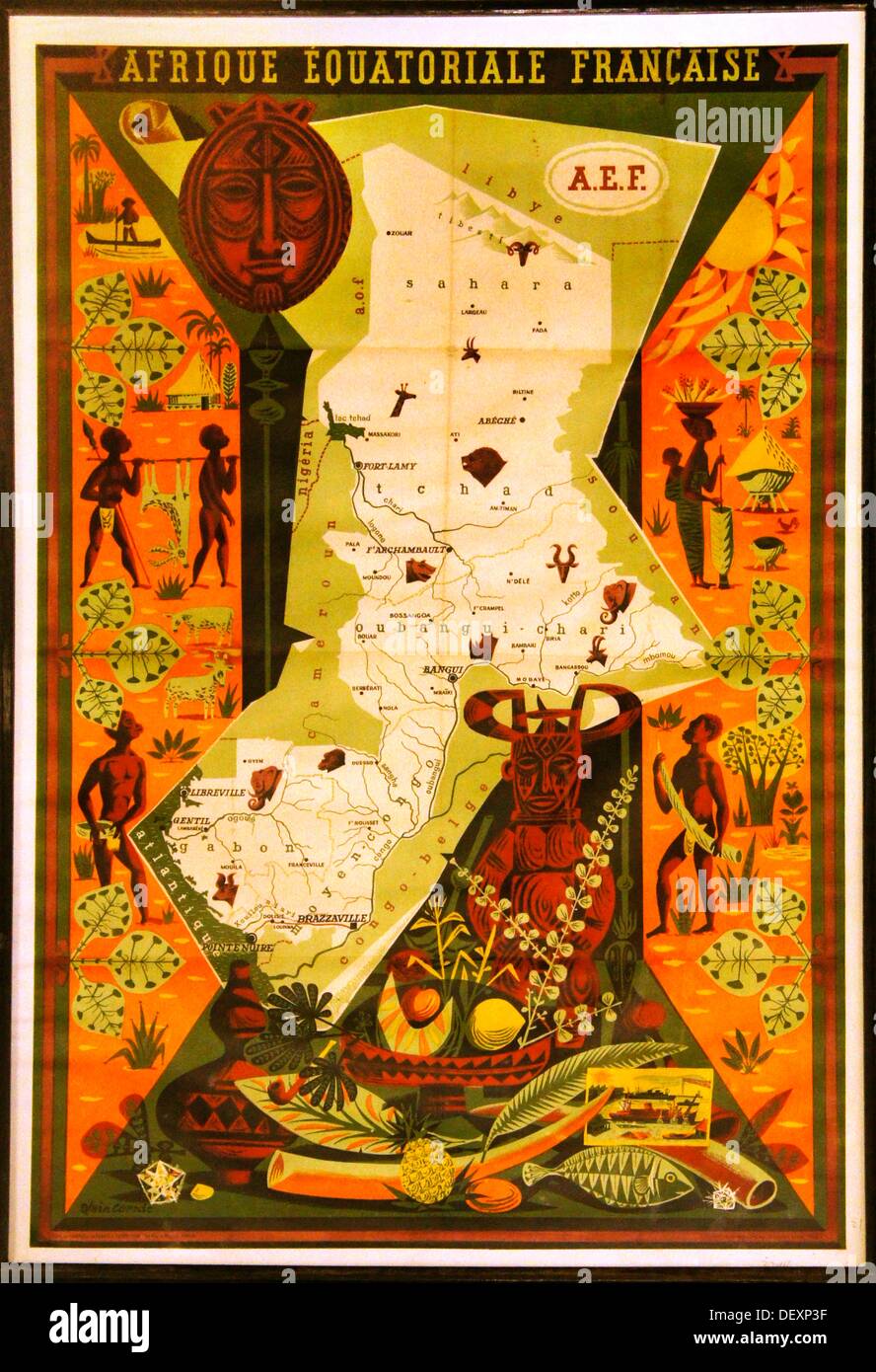 Poster of French Equatorial Africa dating from 1950´s Stock Photo