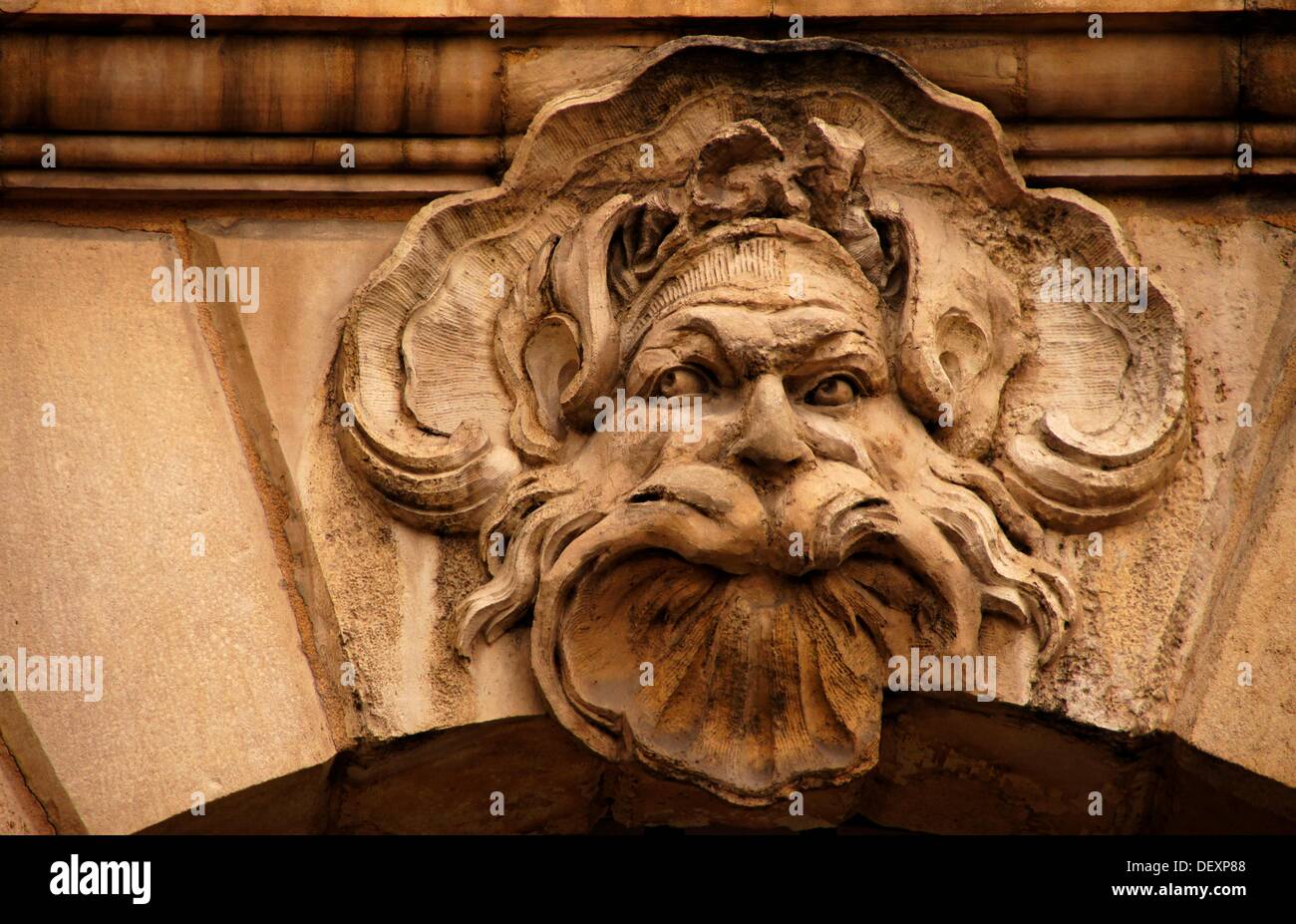 One of the famed ´mascaron´ on a building at Bordeaux, Gironde, Aquitaine, France Stock Photo
