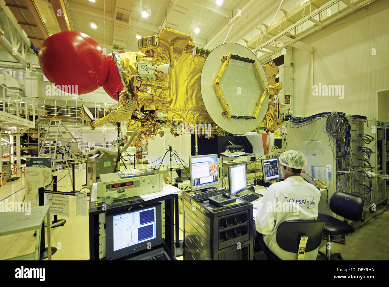 Construction of satelites at Thales Alenia Space, at Cannes La Bocca. France Stock Photo