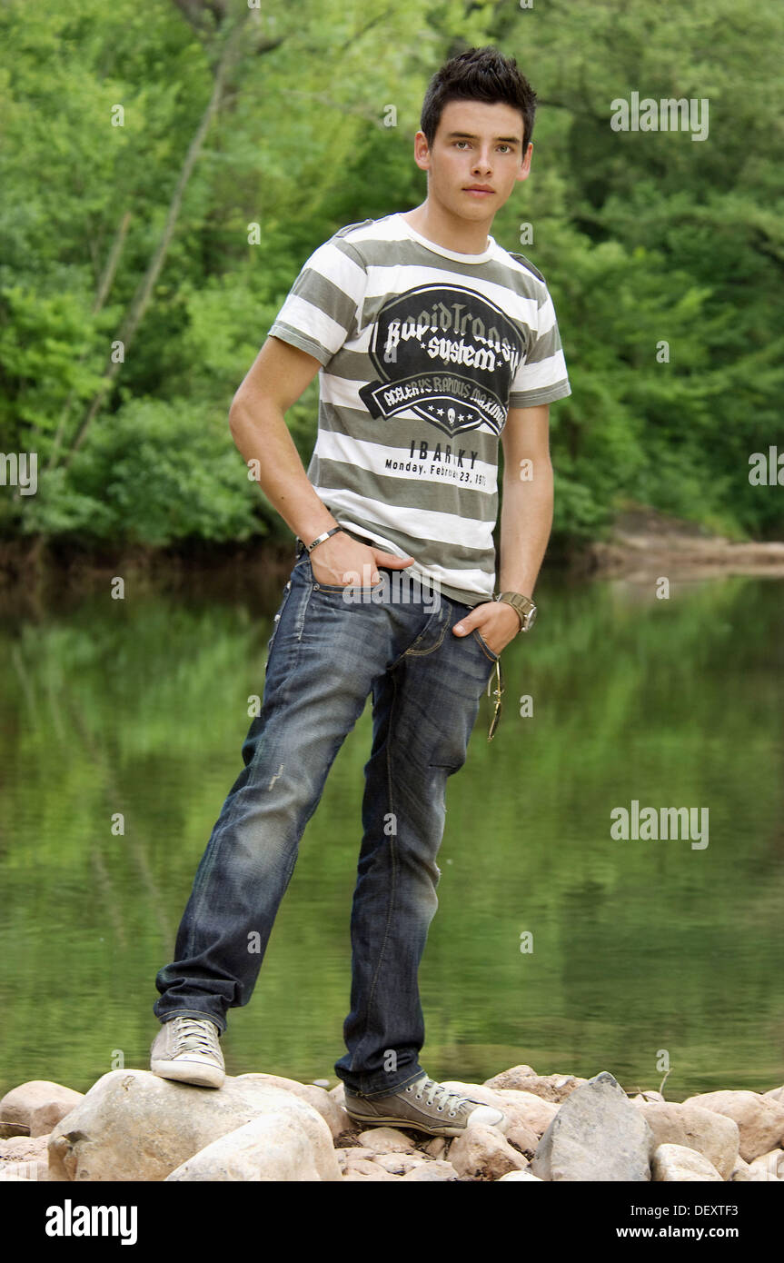 Teen boy jeans full length photography images Alamy