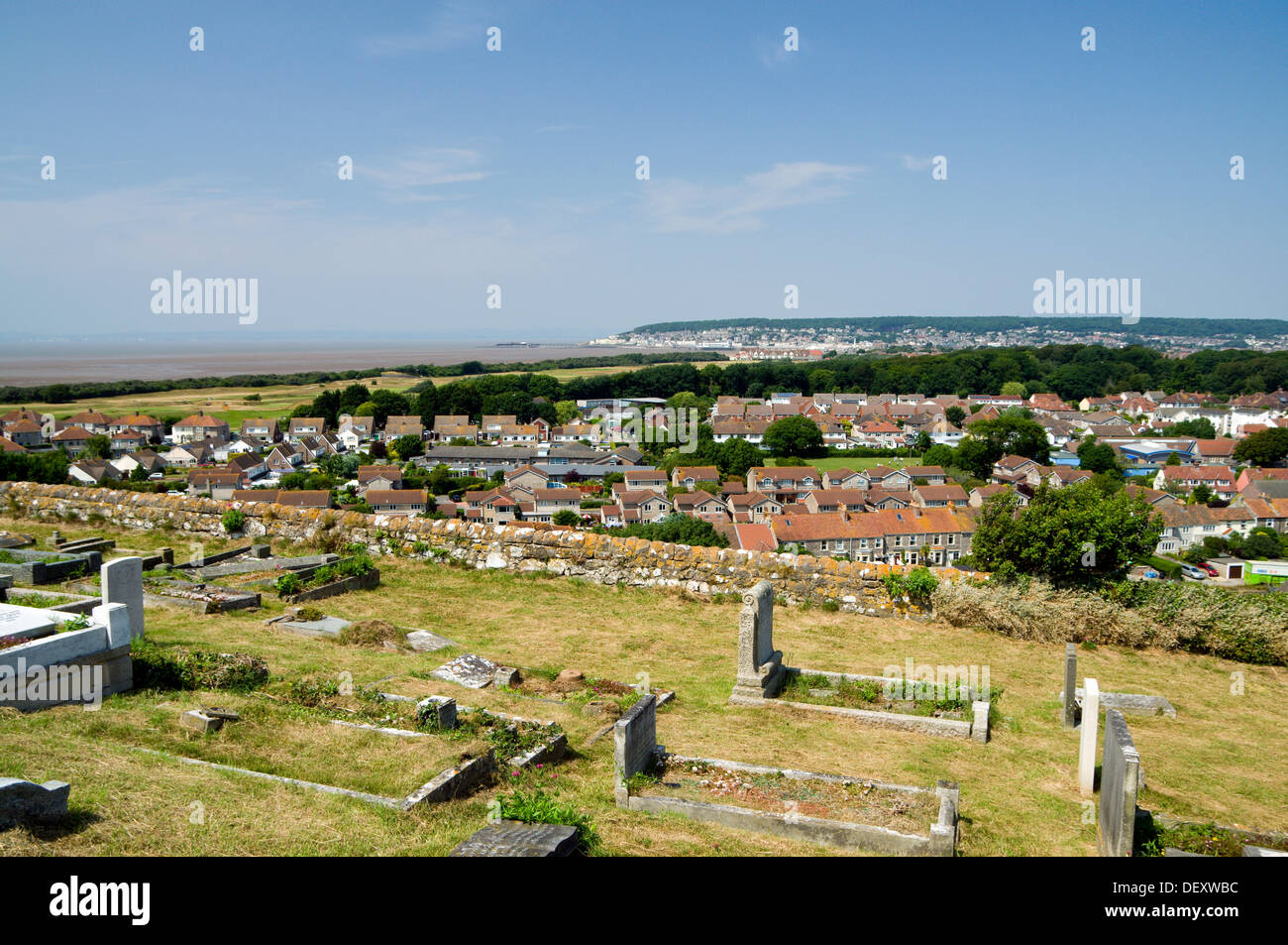 View of westonsupermare from St Nicholas church, Uphill hill