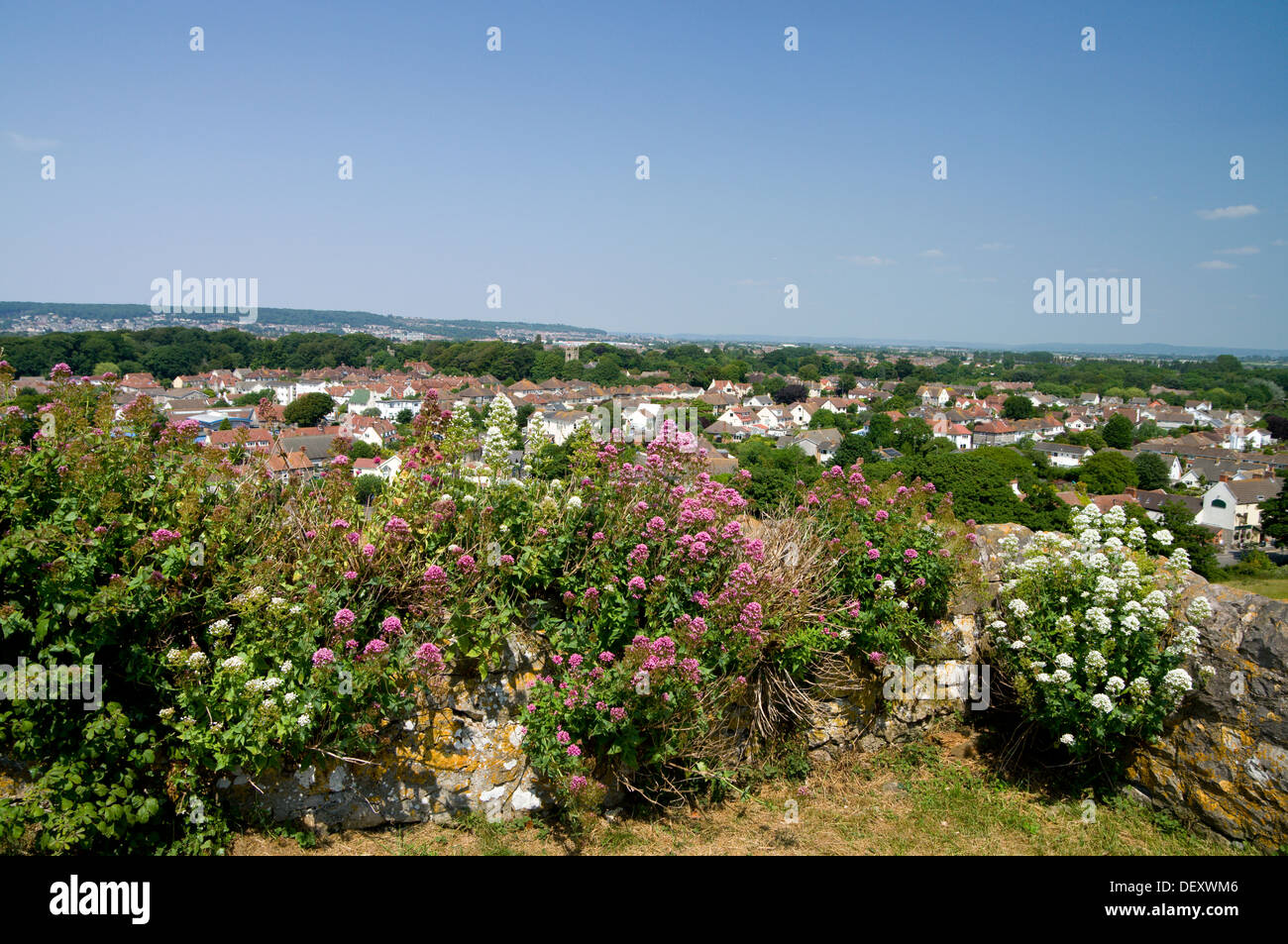 View of weston-super-mare from Uphill hill, Somerset, England. Stock Photo