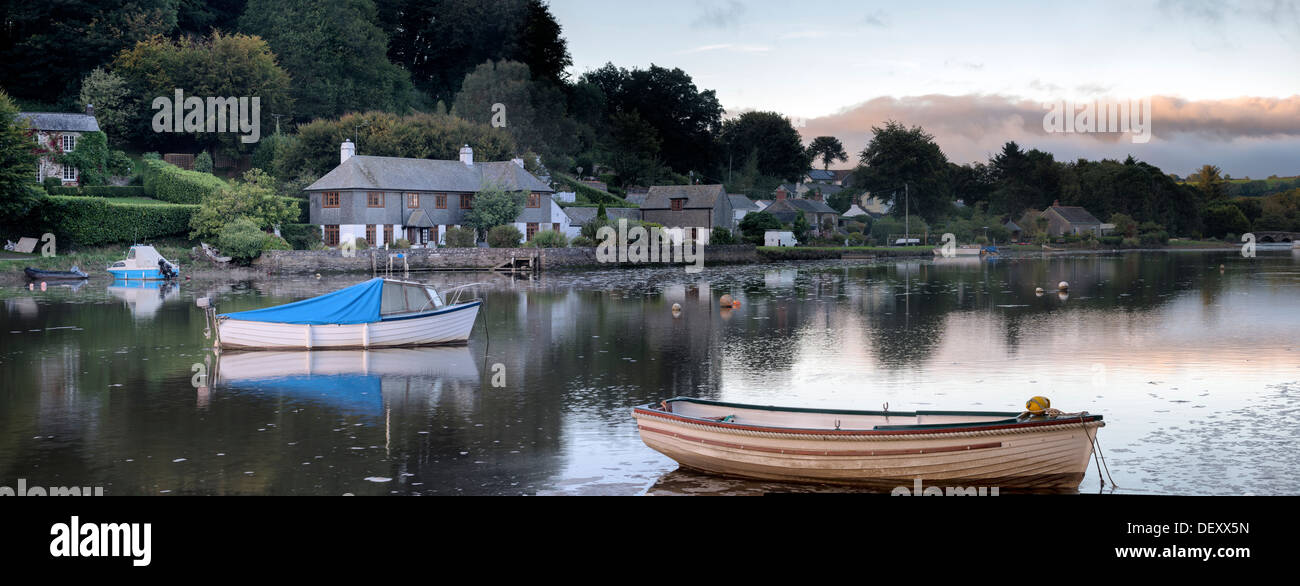 Boats on the River at Lerryn near Lostwithiel in Cornwall Stock Photo