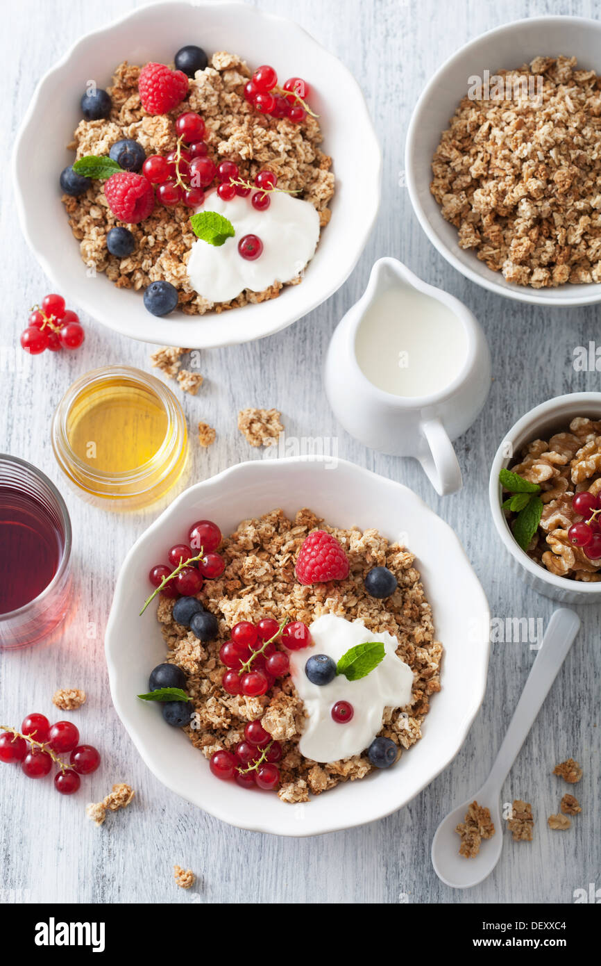 healthy breakfast with yogurt and granola Stock Photo Alamy