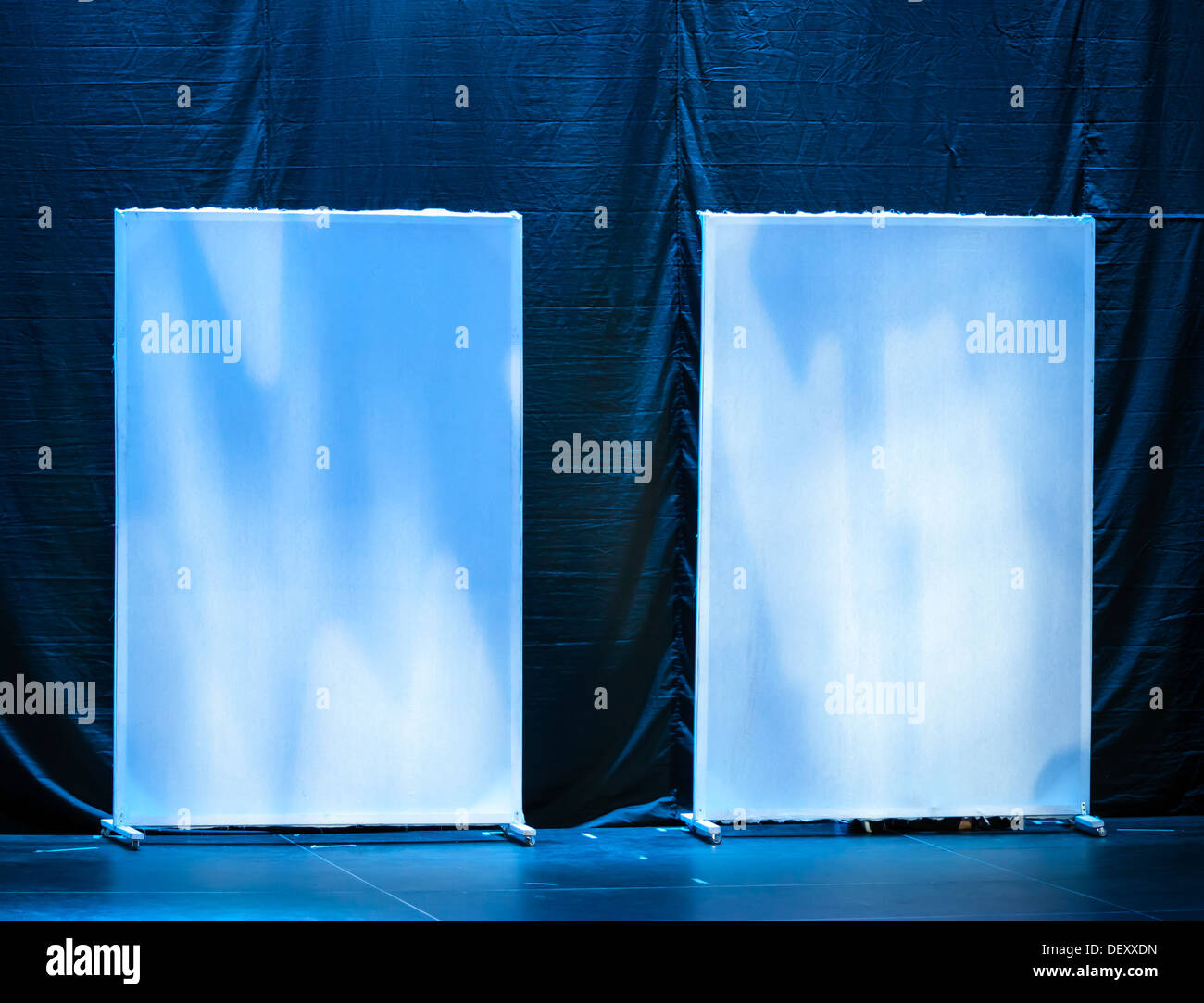 Abstract theatrical scenery stand on the stage with blue illumination Stock Photo