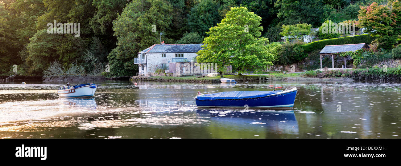 Boats on the River at Lerryn near Lostwithiel in Cornwall Stock Photo