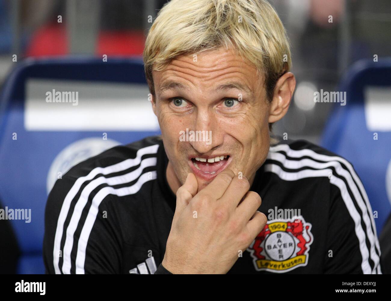 Bielefeld, Germany. 24th Sep, 2013. Leverkusen's head coach Sami Hyypia during the DFB Cup match between Arminia Bielefeld and Bayer Leverkusen at Schueco Arena in Bielefeld, Germany, 24 September 2013. Photo: FRISO GENTSCH/dpa/Alamy Live News Stock Photo