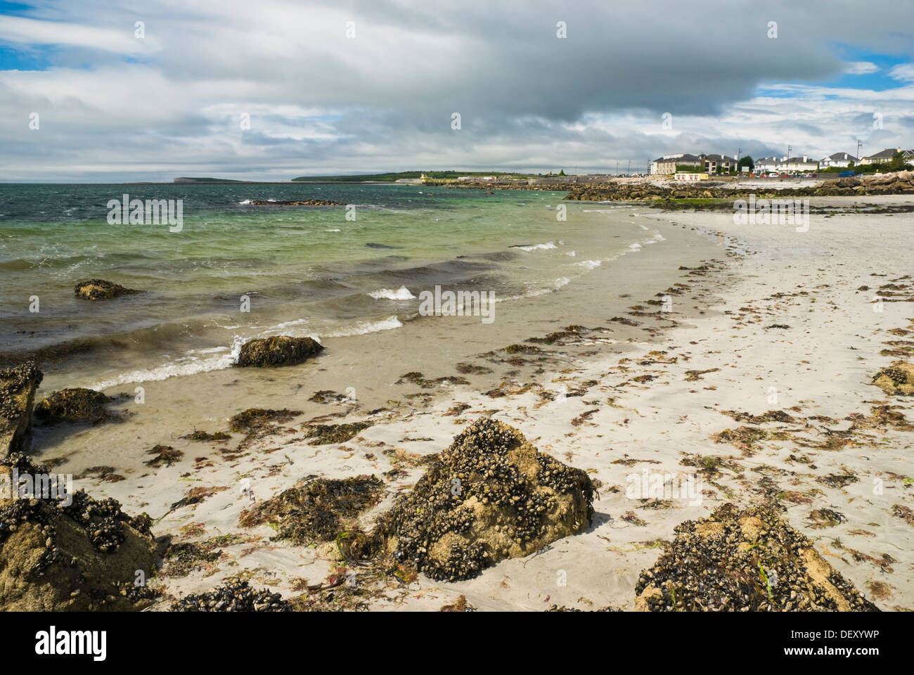 View over Atlantic sandy beach in Galway, Republic of Ireland Stock Photo