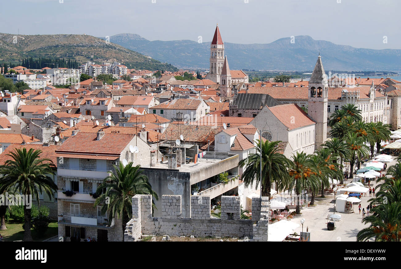 Aerial view of the old town of Trogir, Croatia, Adriatic Sea Stock Photo