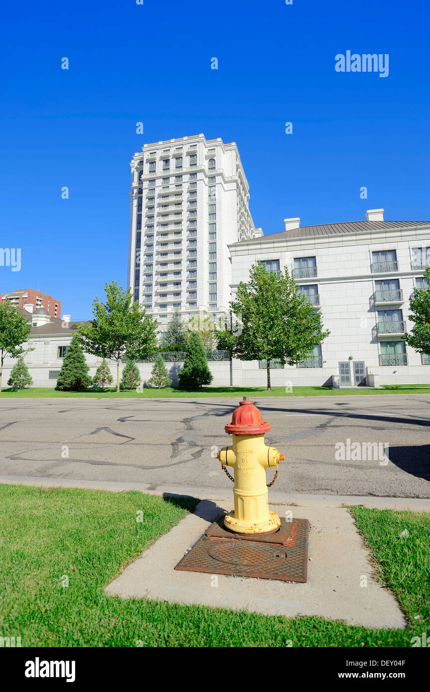 Fire hydrant in front of the Grand America Hotel, Salt Lake City, Utah, USA, PublicGround Stock Photo