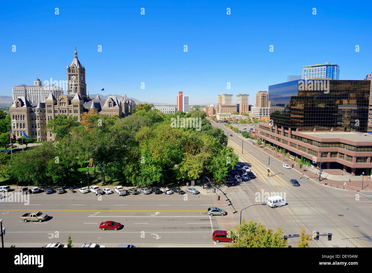 Street and City and County Building, Salt Lake City, Utah, USA Stock Photo