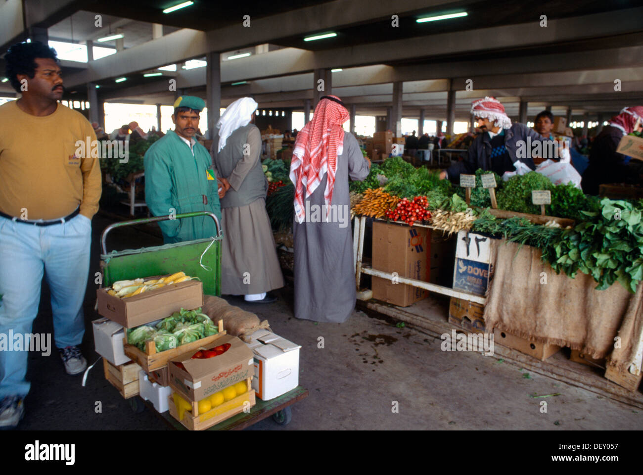 Kuwait City Kuwait People At Iranian Vegetable Market With Foreign Worker Stock Photo