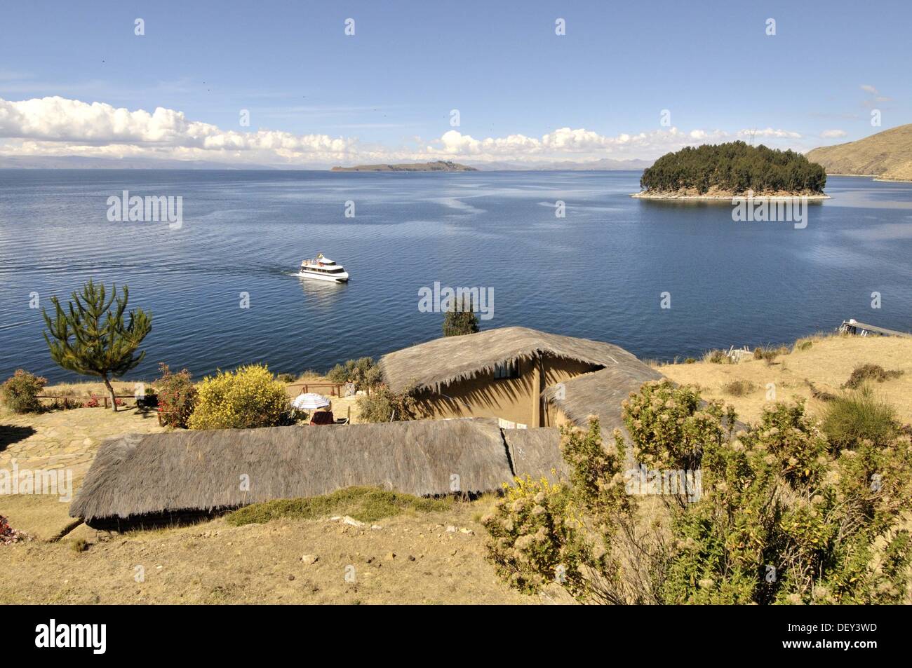 Lake Titicaca from Island of the Sun. Located in the Andes on the