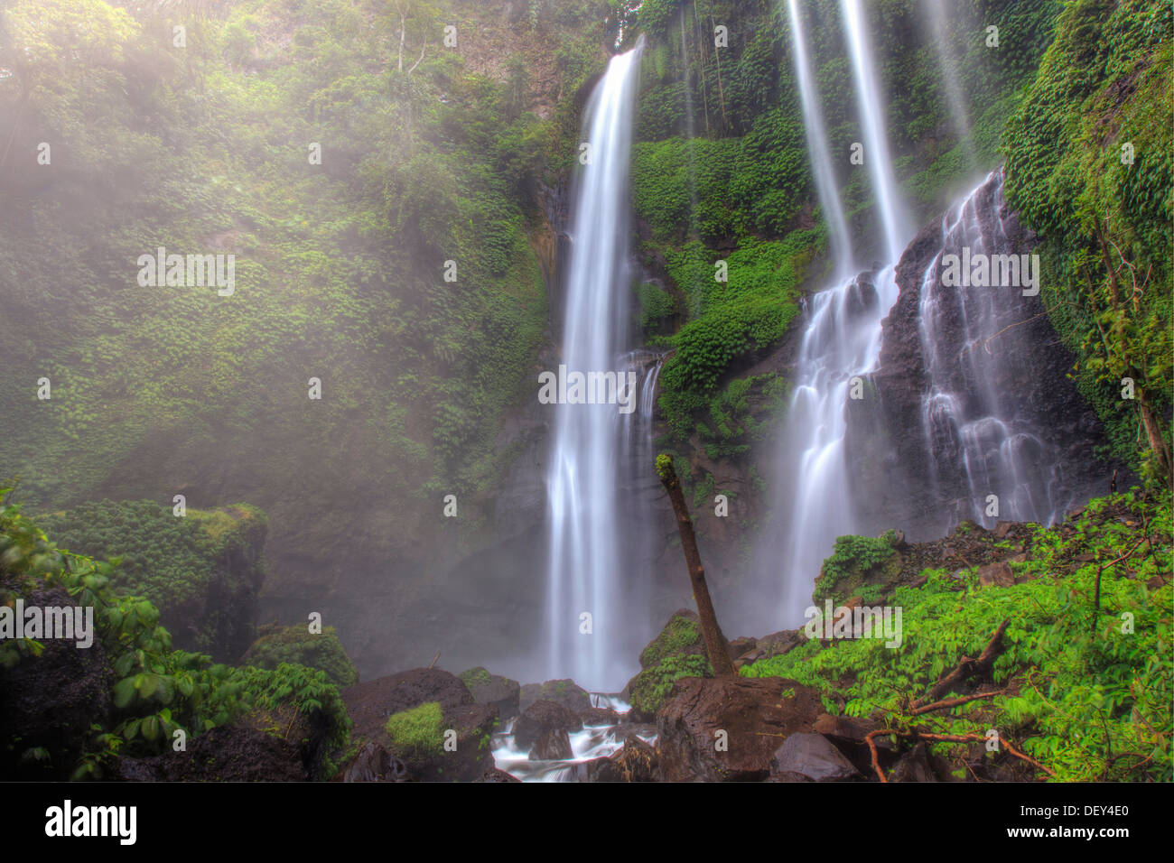 Indonesia, Bali, Central Mountains, Sekumpul Waterfall Stock Photo
