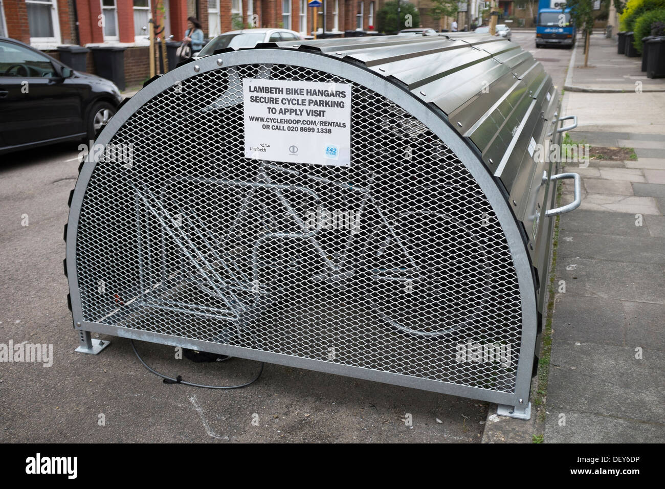 Lambeth Secure Bicycle Parking Hangars Stock Photo