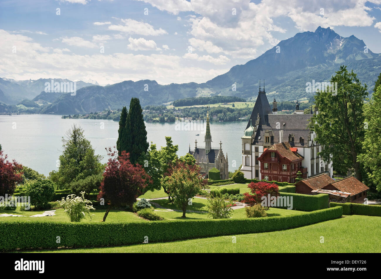 Meggenhorn Castle, Meggen, Lake Lucerne, canton of Lucerne, Switzerland,  Europe Stock Photo - Alamy