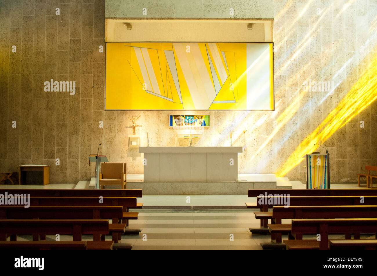 Altar with abstract painting, Liverpool Metropolitan Cathedral, Liverpool, UK Stock Photo