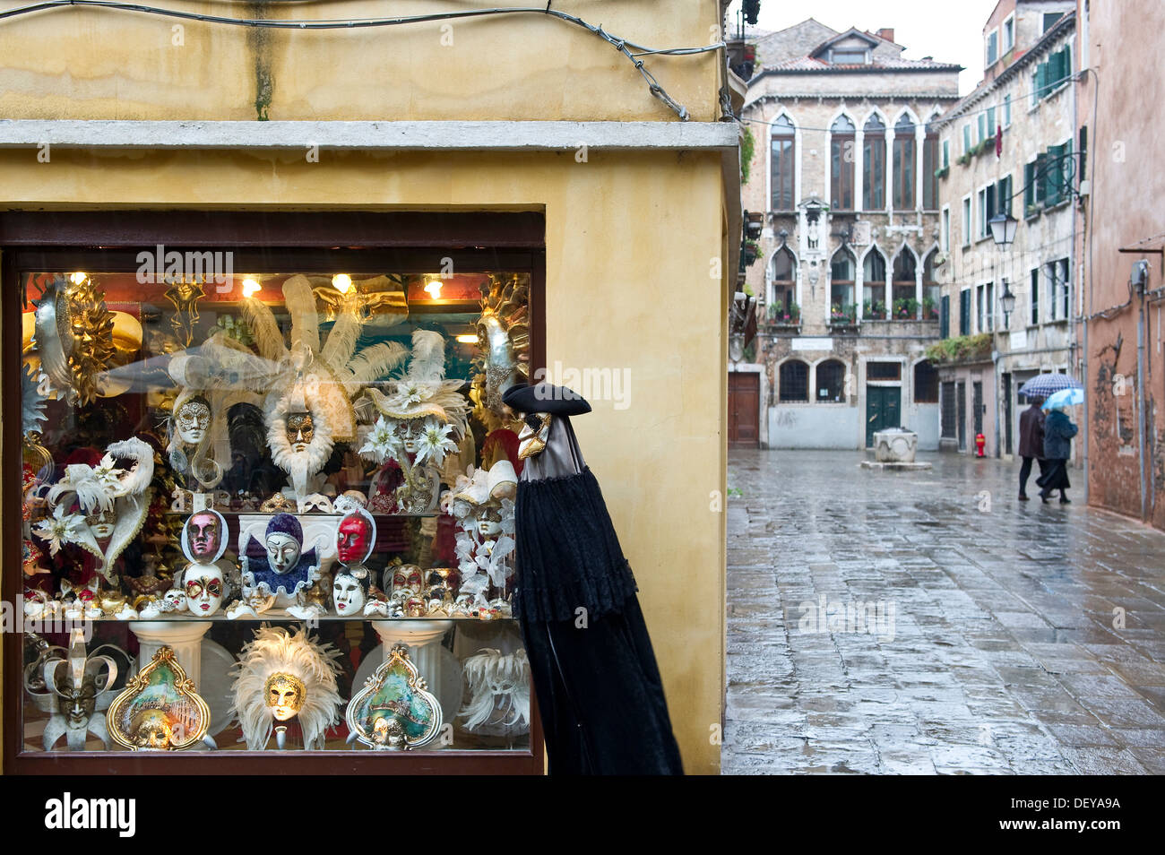 Shop selling carnival masks, Venice, Italy, Europe Stock Photo