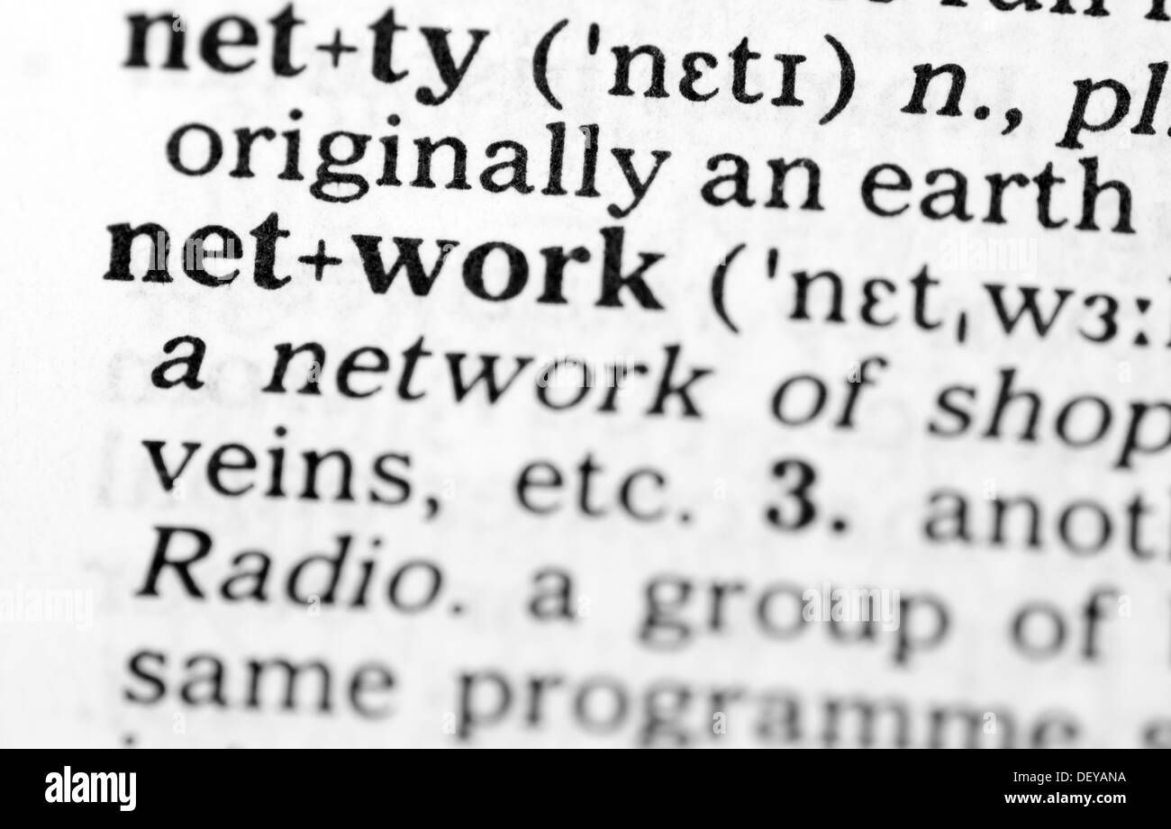 Macro image of dictionary definition of word network Stock Photo