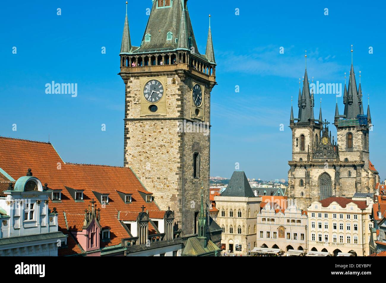 Astronomical Clock.Tyn church. Old town square. Staromestske Namesti ...
