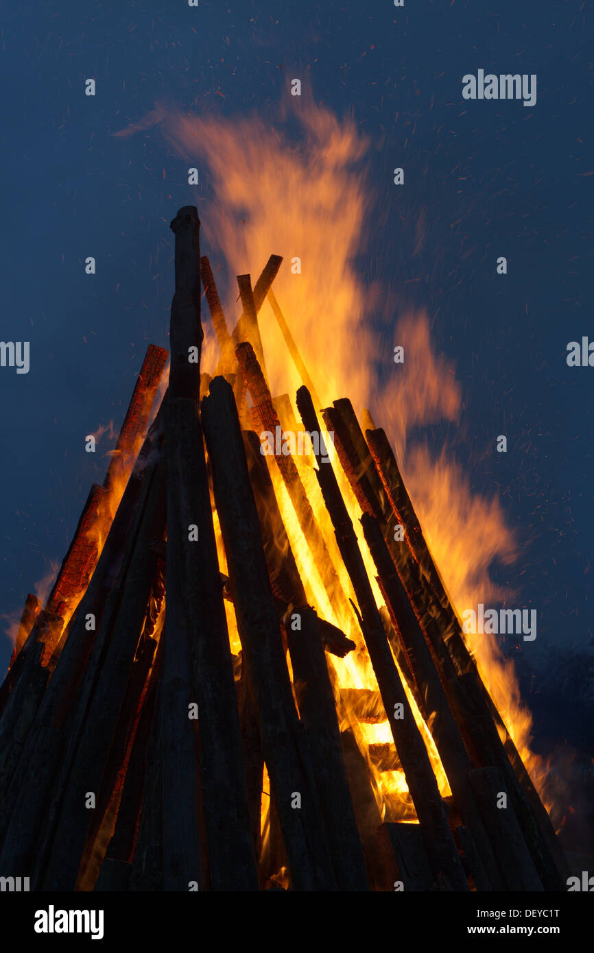Bonfire on St Martin's day, Bergisches Land, Germany Stock Photo