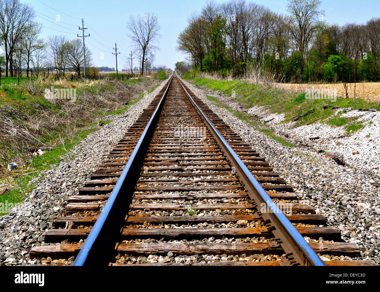 Train Tracks in the midwest Stock Photo