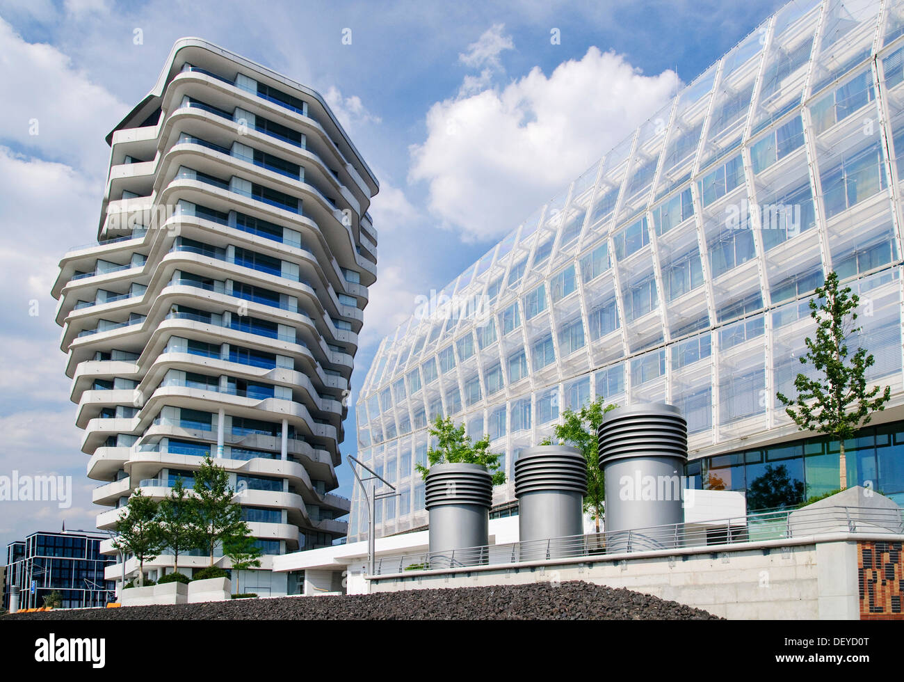 Modern residential and office buildings, Marco Polo Tower and German