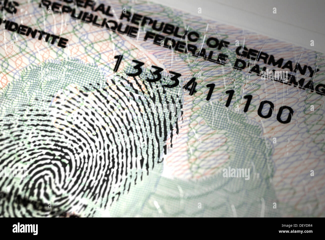 German identity card with fingerprint, storage of biometric data Stock ...