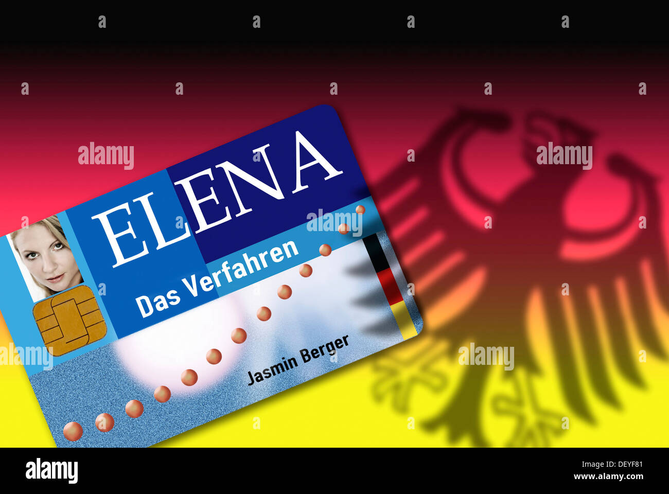 Elena, electronic income statement and the shadow of the German federal eagle, montage Stock Photo