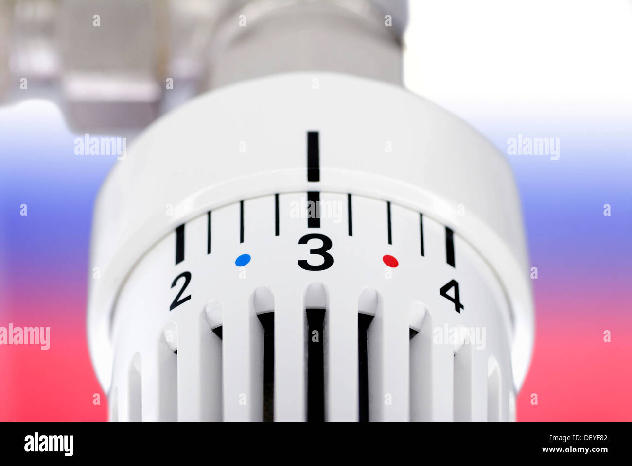 Thermostat in front of Russian national colors, Russia's natural gas ...