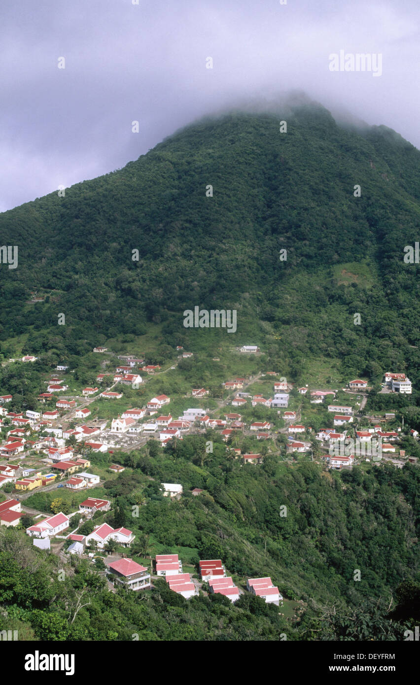 Windwardside And Mount Scenery Saba Netherlands Antilles Stock Photo Alamy